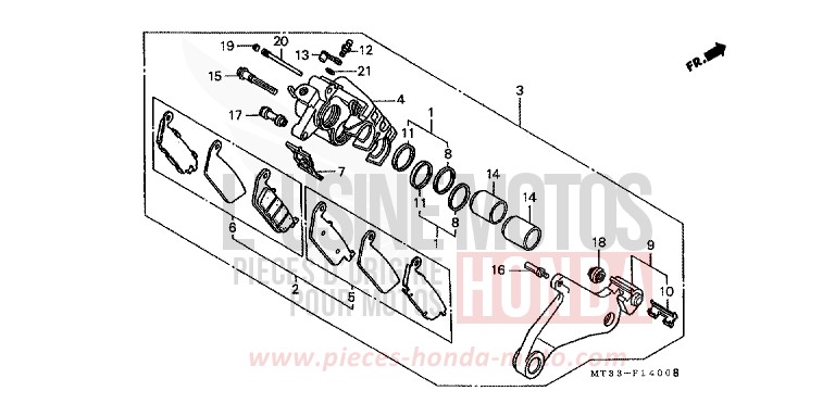 REAR BRAKE CALIPER for Pan-European ABS SPARKLING SILVER METALLIC (NH295D) from 1992